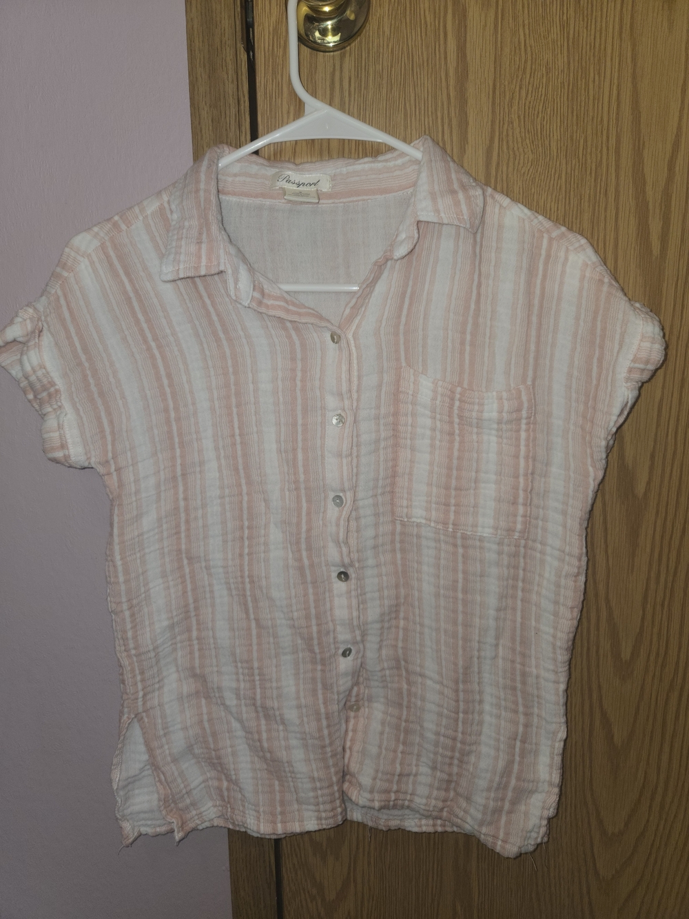 Passport Pink and White Striped Short-Sleeve Button-Down Shirt